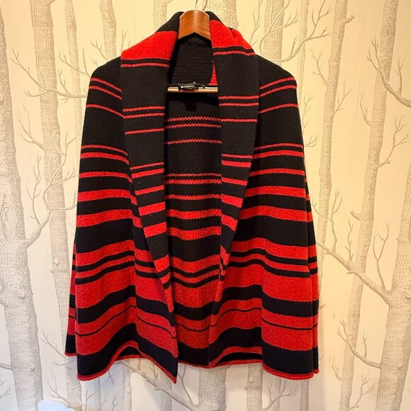 Pendleton Woolen Mills Women's Drape Front Stripe Cardigan Sweater- Large - Picture 1 of 6